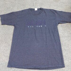 Vintage Santa Barbara California Shirt Medium Blue Striped  Embroidered